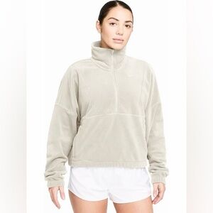 NWT $80 Nike One Women’s Therma-FIT Oversized 1/2-Zip Fleece Top Cream XL